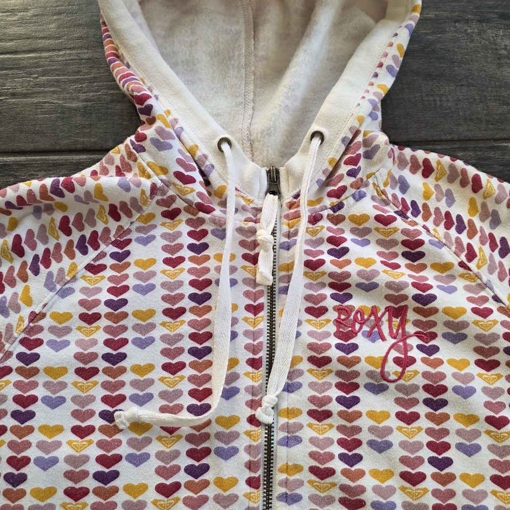Roxy Multicolor Heart Zip Up Jacket Medium - image 2